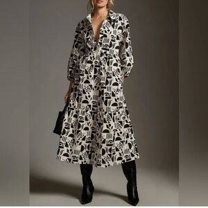 Maeve Monochrome Graphic Midi Dress